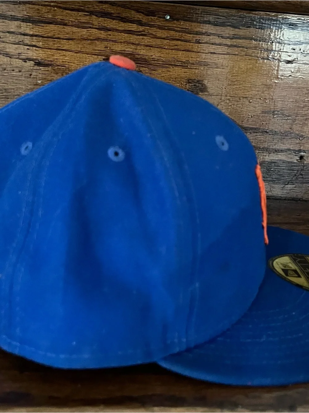 New Era Mets Fitted Cap - Blue with Orange Logo